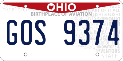 OH license plate GOS9374