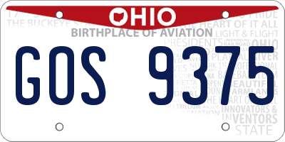 OH license plate GOS9375