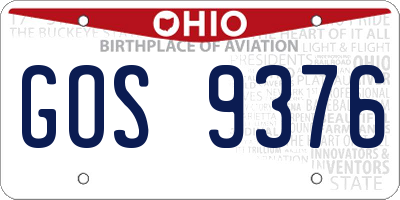 OH license plate GOS9376
