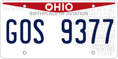 OH license plate GOS9377