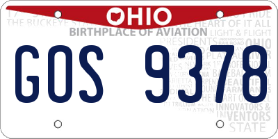 OH license plate GOS9378