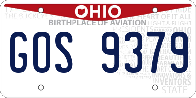 OH license plate GOS9379