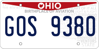 OH license plate GOS9380