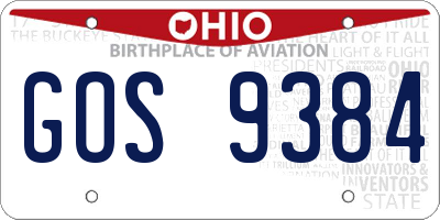 OH license plate GOS9384