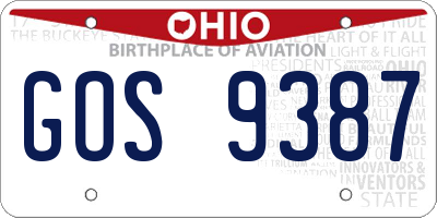 OH license plate GOS9387