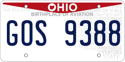 OH license plate GOS9388