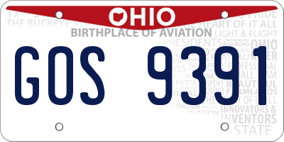 OH license plate GOS9391