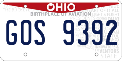 OH license plate GOS9392