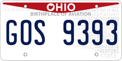 OH license plate GOS9393