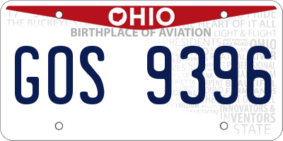 OH license plate GOS9396