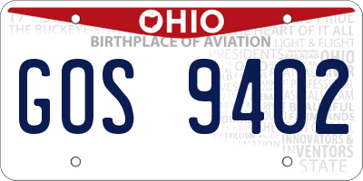 OH license plate GOS9402