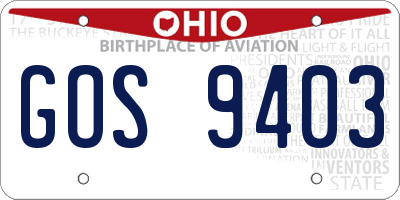 OH license plate GOS9403