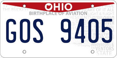 OH license plate GOS9405