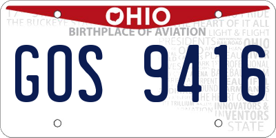 OH license plate GOS9416