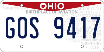 OH license plate GOS9417