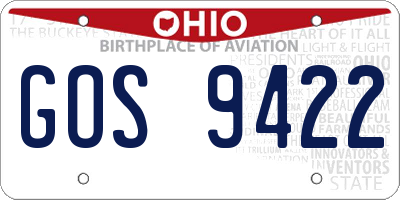 OH license plate GOS9422