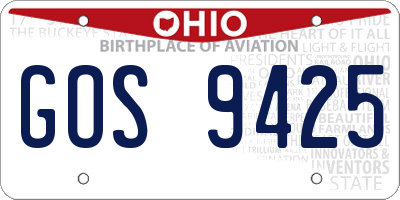 OH license plate GOS9425