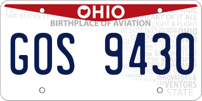 OH license plate GOS9430