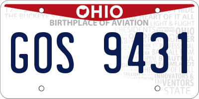 OH license plate GOS9431