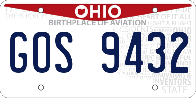 OH license plate GOS9432