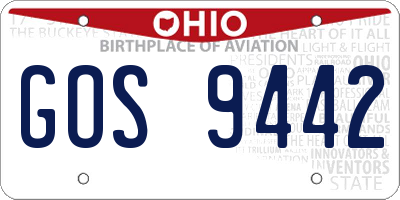 OH license plate GOS9442