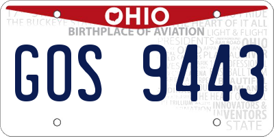 OH license plate GOS9443