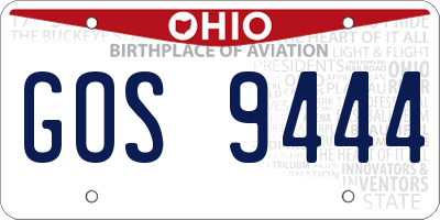 OH license plate GOS9444