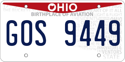 OH license plate GOS9449