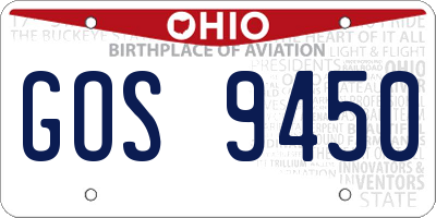 OH license plate GOS9450