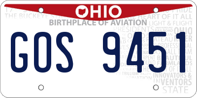 OH license plate GOS9451