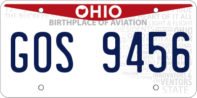 OH license plate GOS9456
