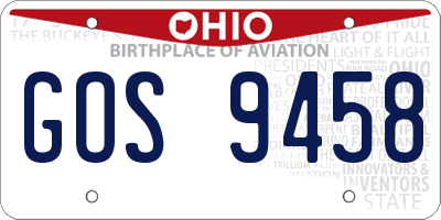 OH license plate GOS9458