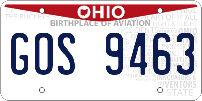 OH license plate GOS9463