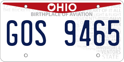 OH license plate GOS9465
