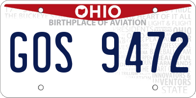 OH license plate GOS9472