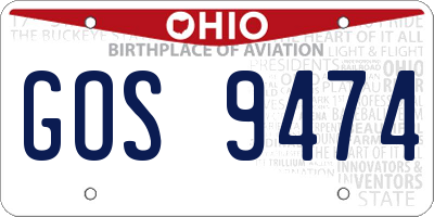 OH license plate GOS9474
