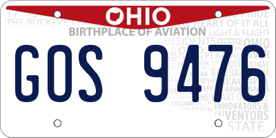 OH license plate GOS9476