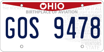 OH license plate GOS9478