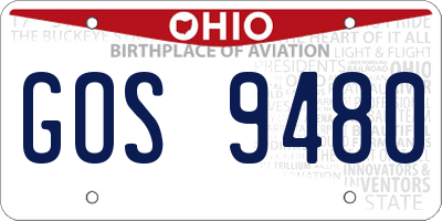 OH license plate GOS9480