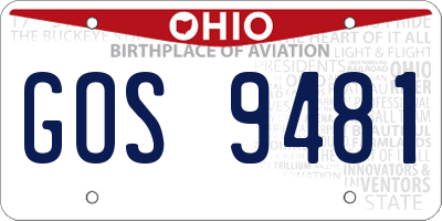OH license plate GOS9481