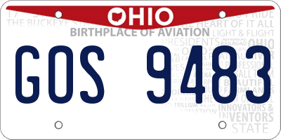 OH license plate GOS9483