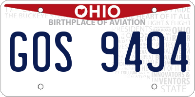 OH license plate GOS9494