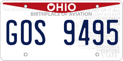 OH license plate GOS9495