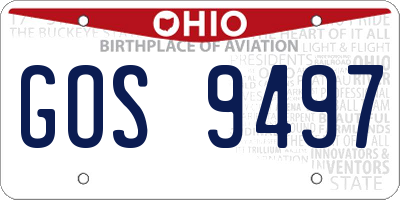 OH license plate GOS9497
