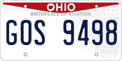 OH license plate GOS9498