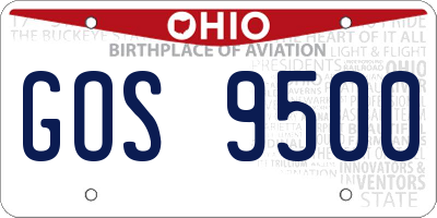 OH license plate GOS9500