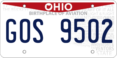 OH license plate GOS9502