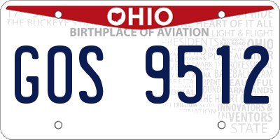 OH license plate GOS9512