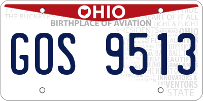 OH license plate GOS9513