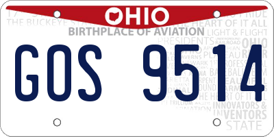 OH license plate GOS9514